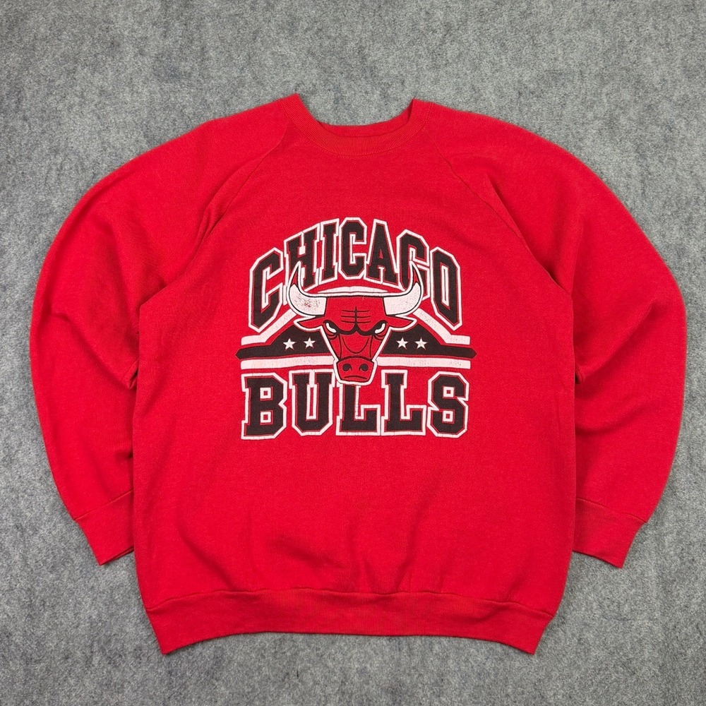 Vintage Chicago Bulls Sweatshirt Red Fruit of the Loom XL 80s 90s NBA Raglan